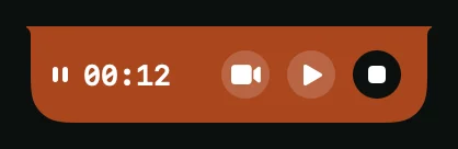 The Recording Island while paused, filled orange with a resume button.