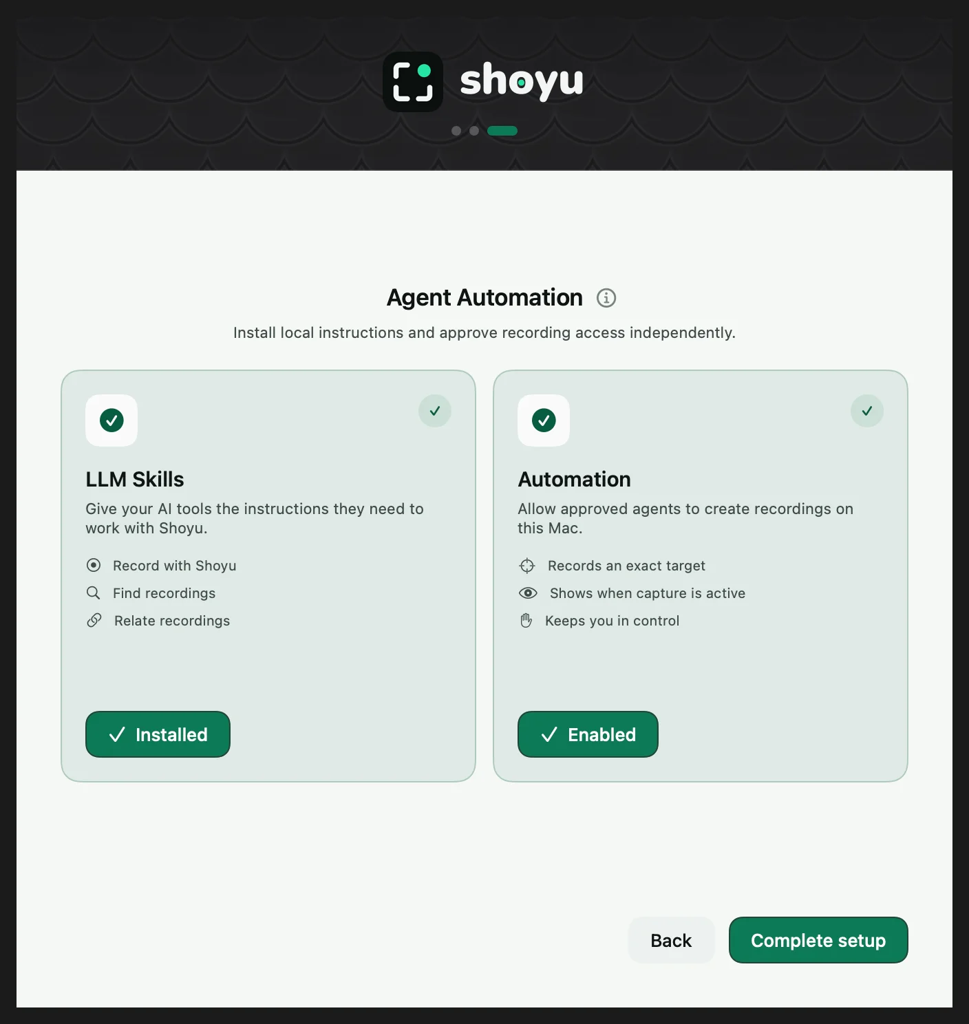 The Agent Automation step with the LLM Skills and Automation cards.